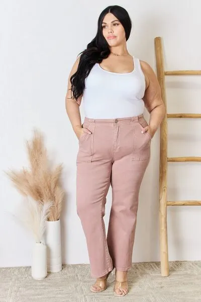 RISEN High Rise Ankle Flare Jeans in Mauve