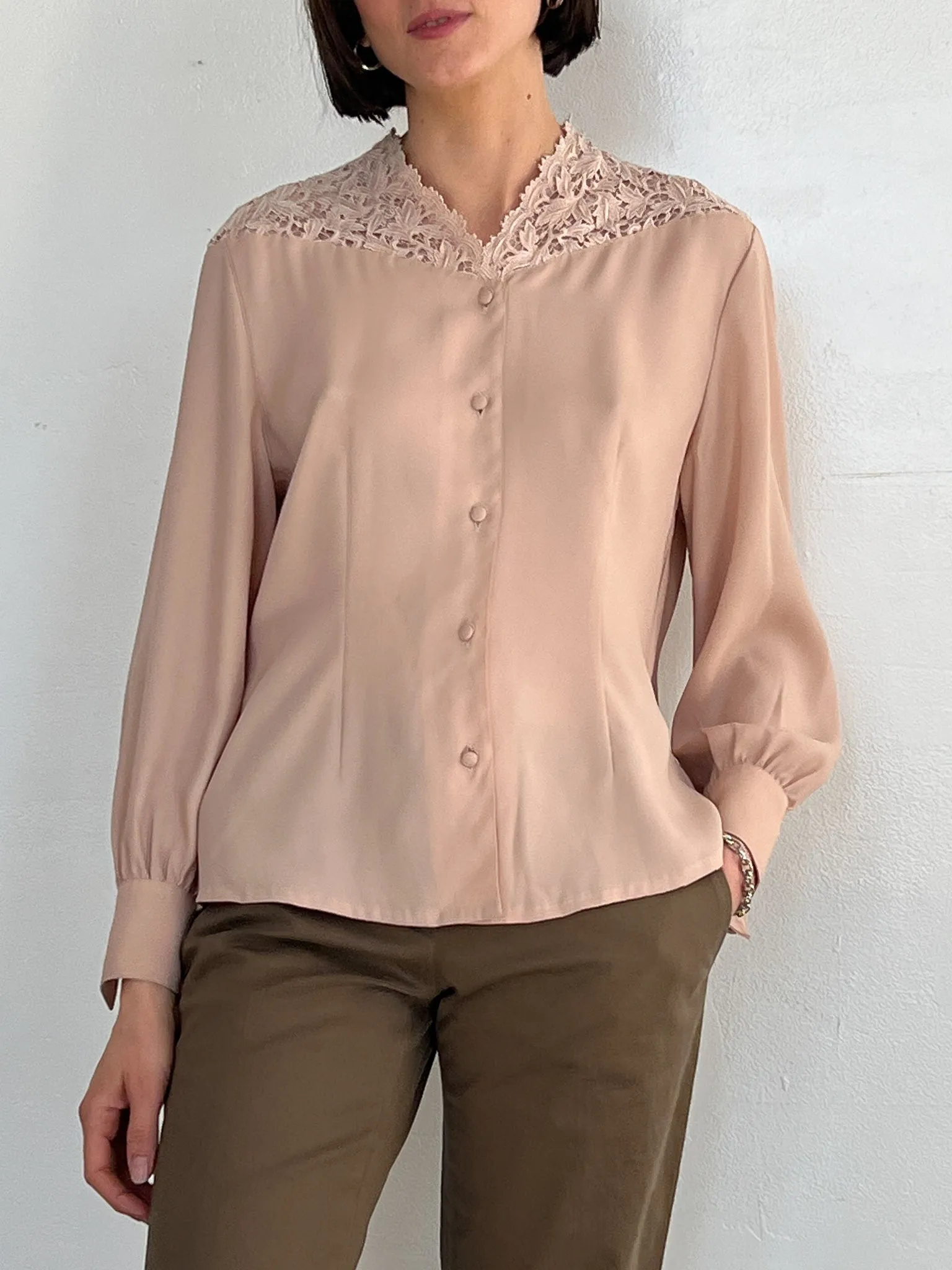 Rose Ungaro Lace Trim Top (M)