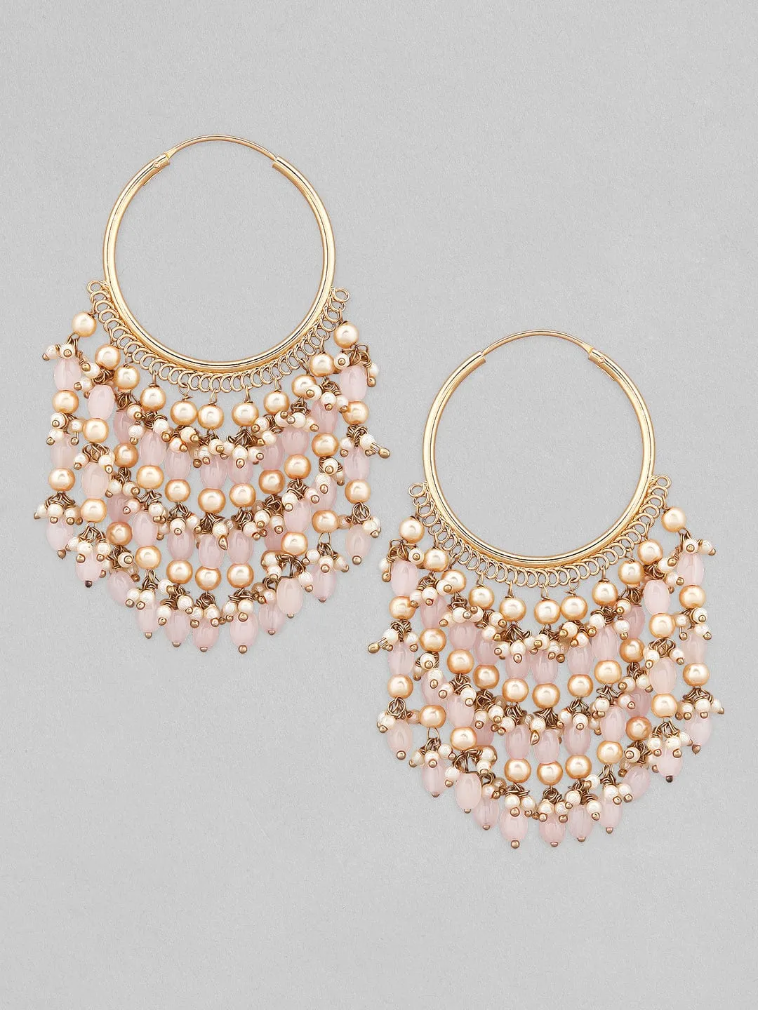 Rubans Gold Plated Chandbali Earrings With Pastel Colour Beads.