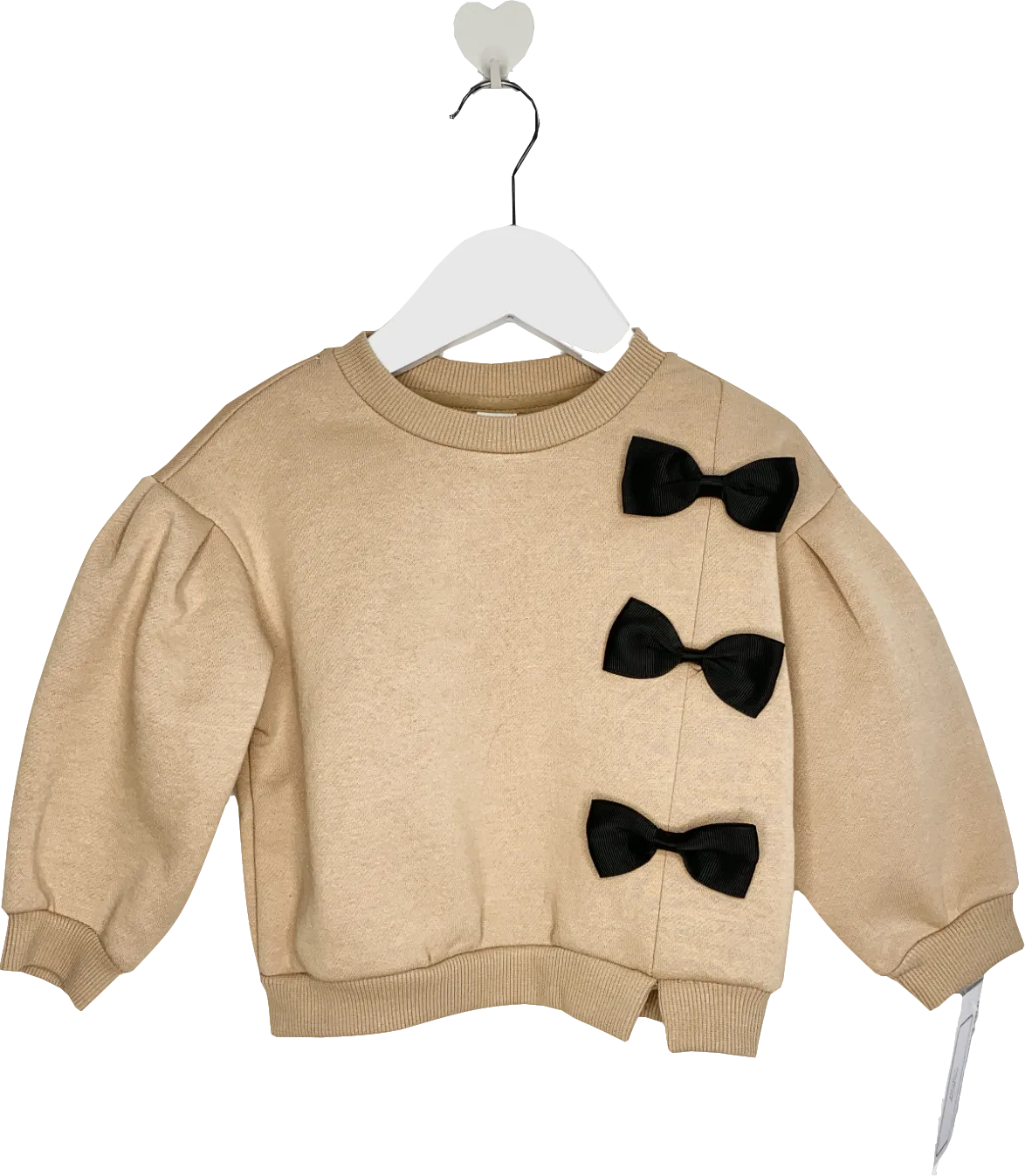 SHEIN Brown Crew Neck Bow Detail Jumper 3 Years