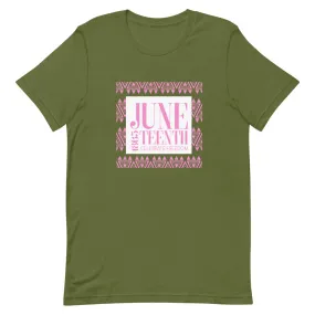 Short-Sleeve Unisex T-Shirt - Pink & Green - Juneteenth 1865 Pattern