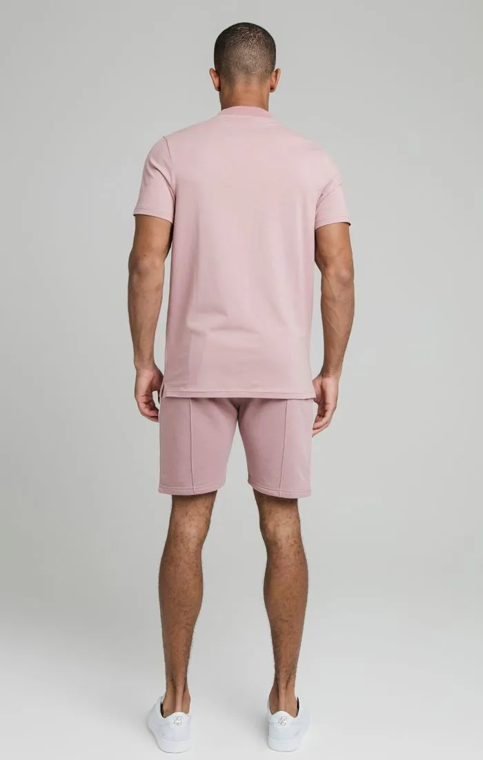 SIKSILK SMART ESSENTIALS BASEBALL COLLAR TEE - DUSTY PINK