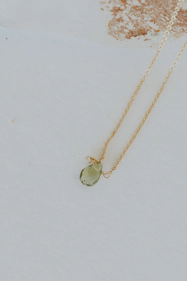 Single Stone Necklace - Cool Tones