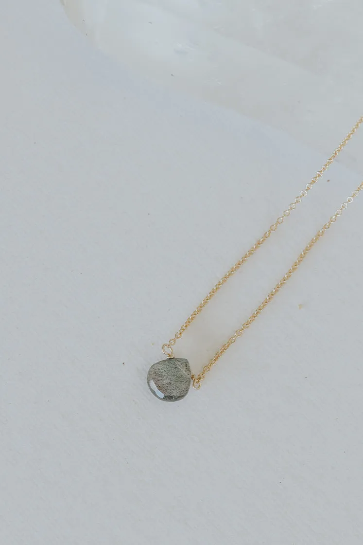 Single Stone Necklace - Cool Tones