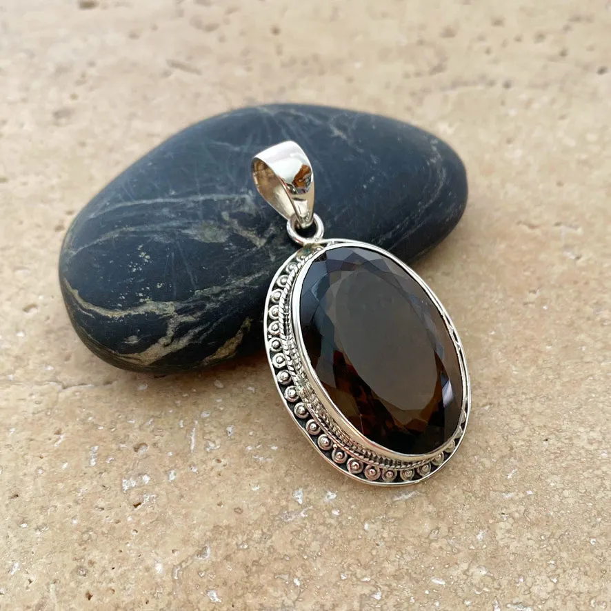 Smoky Quartz Pendant set with a large Oval Gem- Mishka