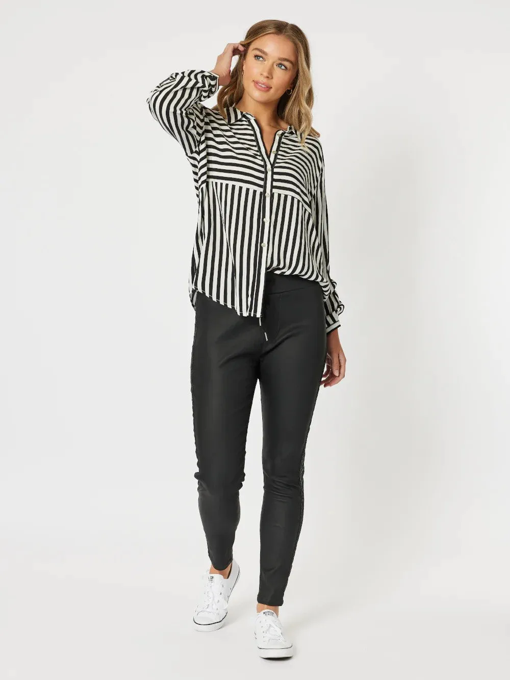 TH Tina black & white stripe shirt