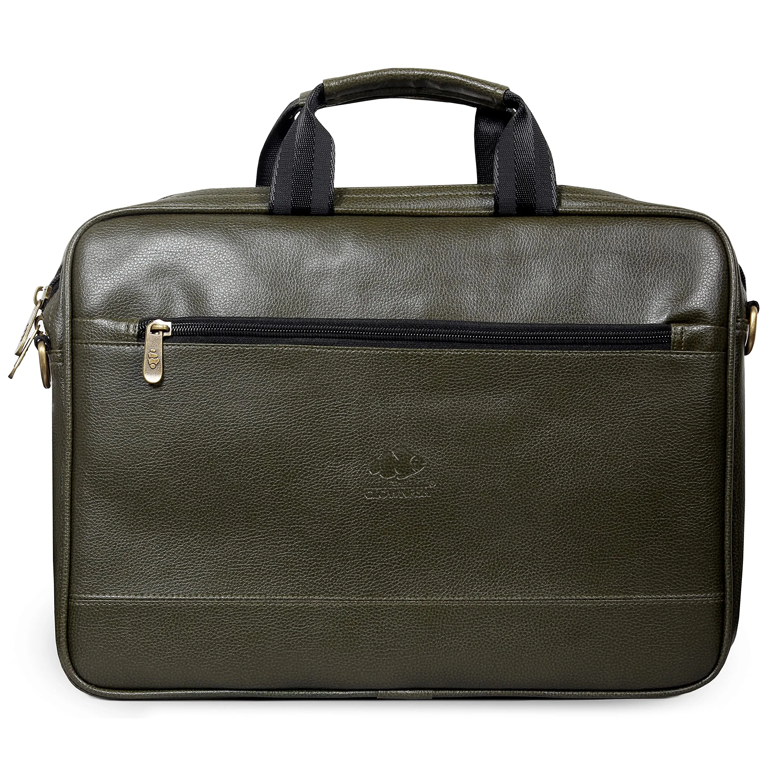 THE CLOWNFISH Biz Faux Leather 14 inch Laptop Messenger Bag Briefcase (Green)