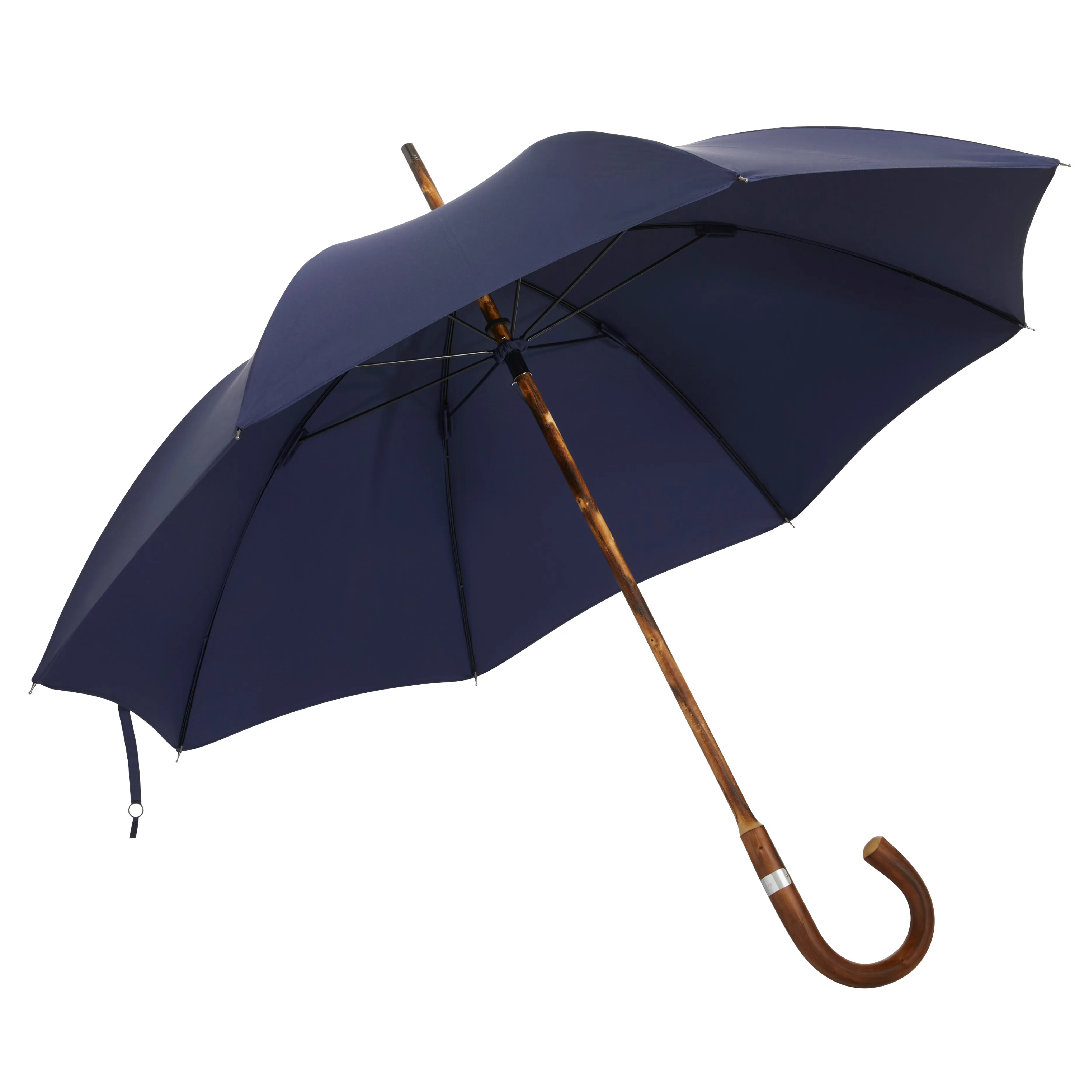 The London Umbrella - Crafted From A Single Piece Of English Chestnut - French Navy