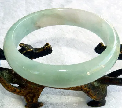 Translucent Green and Clouds Old Mine Jadeite Bangle 57 mm (BB2960)