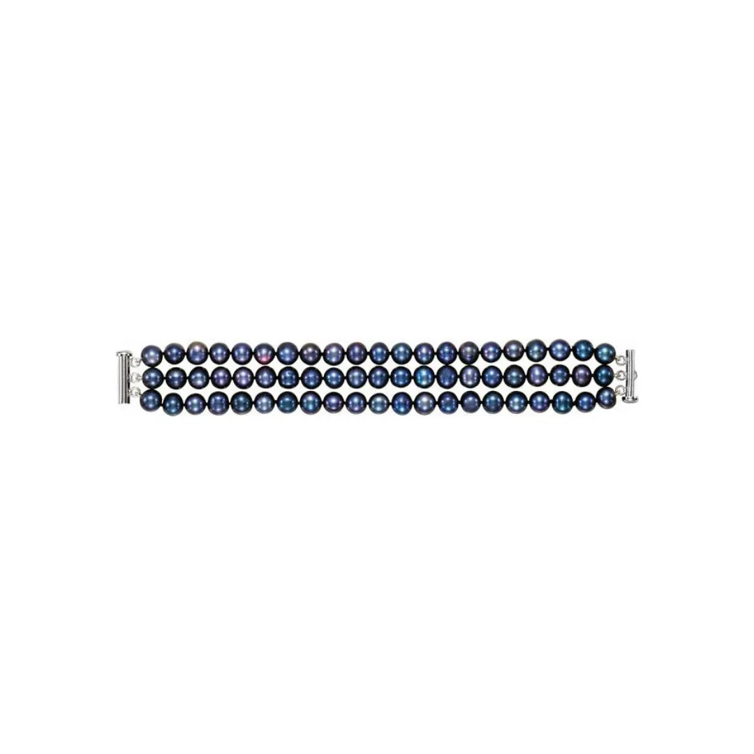 TRIPLE ROW BLACK PEARL BRACELET