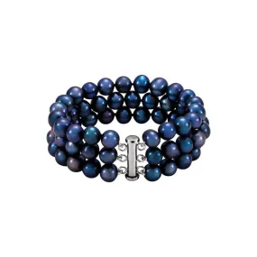 TRIPLE ROW BLACK PEARL BRACELET