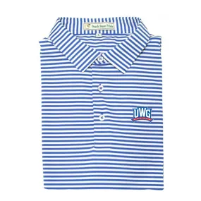 UWG Royal Blue & White Classic Stripe Performance Polo - Self Collar