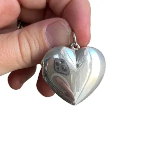 V I N T A G E // no heart is simple / sterling silver slightly puffy heart locket / a pendant