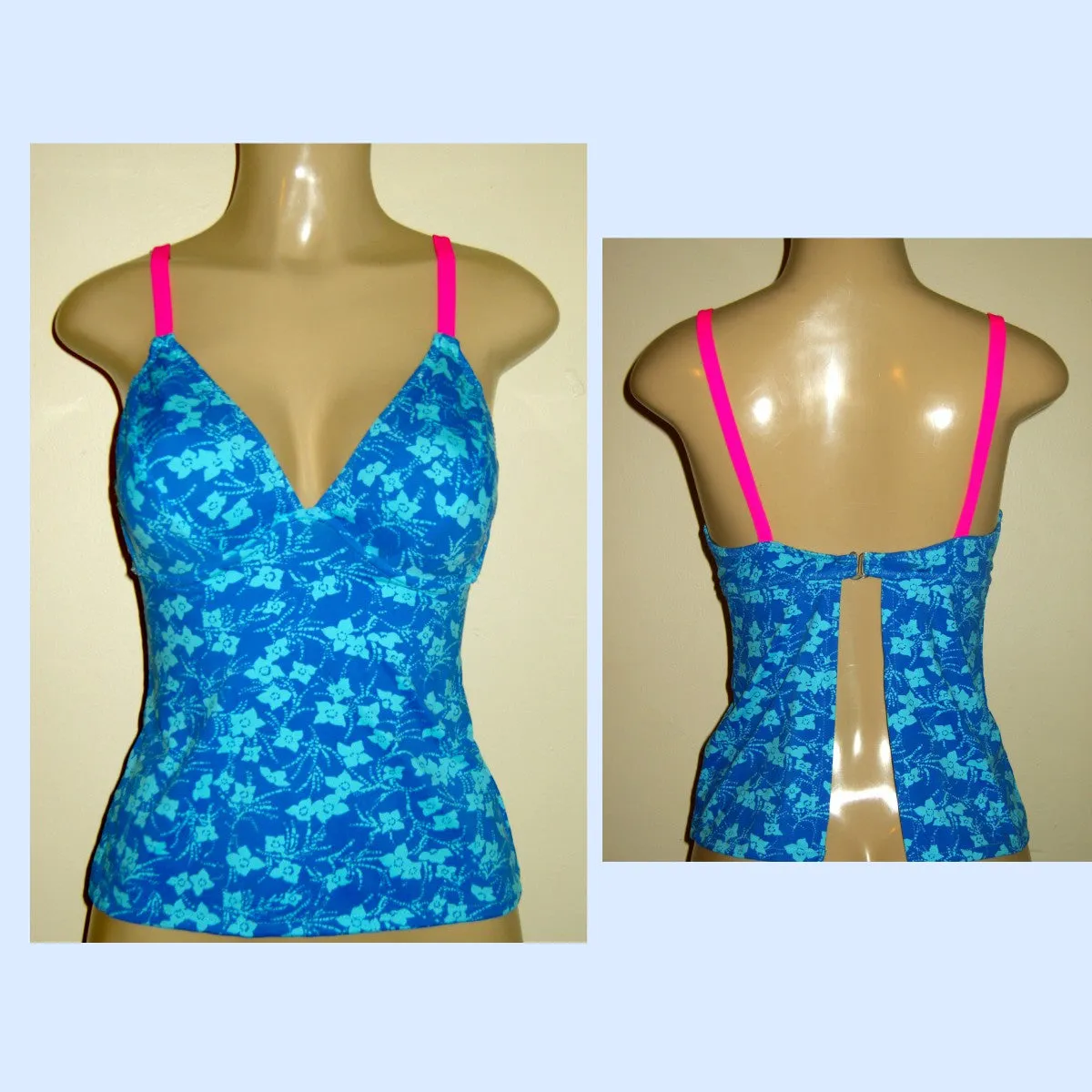 V-neck Tankini Top. Underwire Support Tankinis with Open Back.