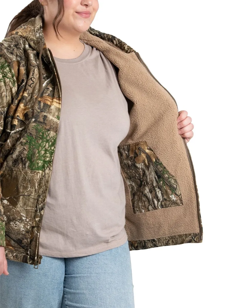 Women's Camo Sherpa-Lined Softstone Duck Hooded Jacket