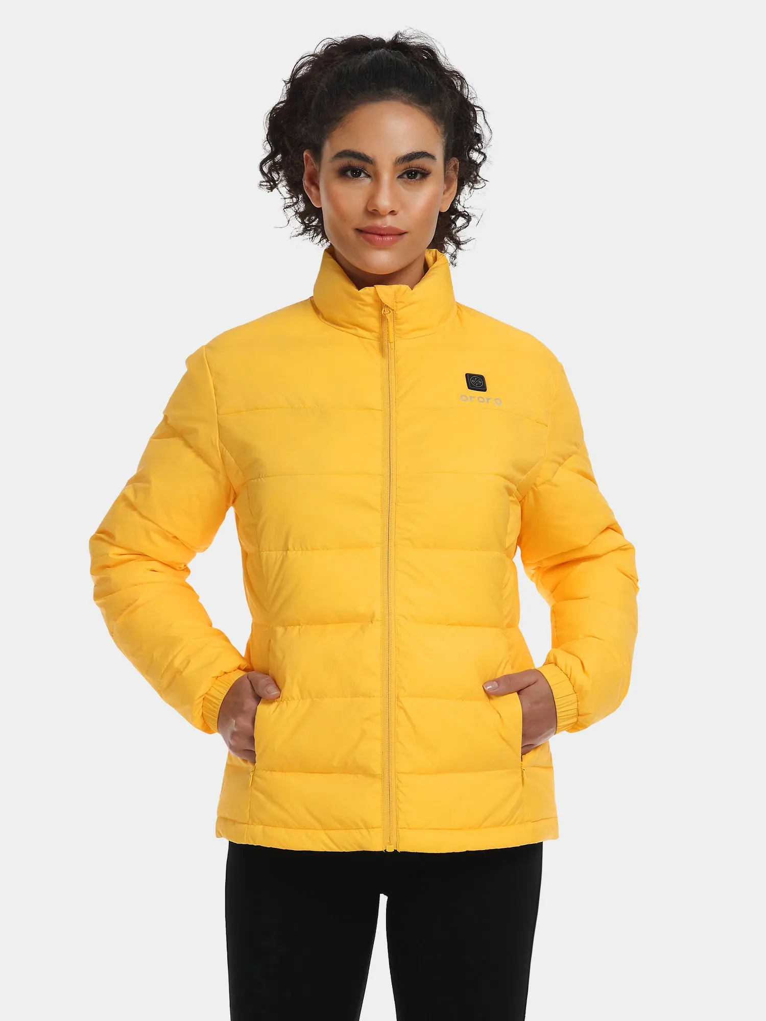 Women’s Heated Puffer Jacket - Black/Yellow