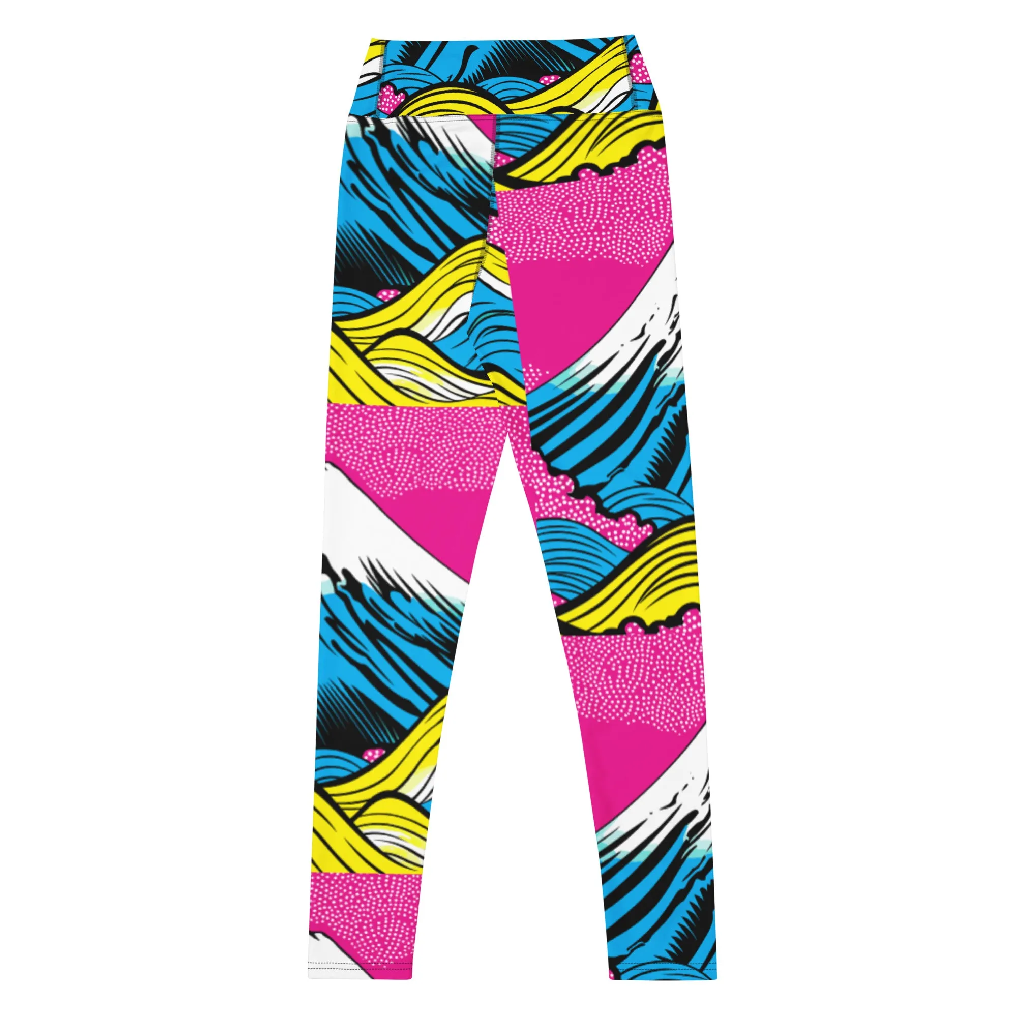 Women's Pop Art Yoga Pants - Roy Lichtenstein Inspired Mt Fuji Print 001