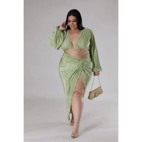 Yeah Night Out Bae Skirt Set-Green