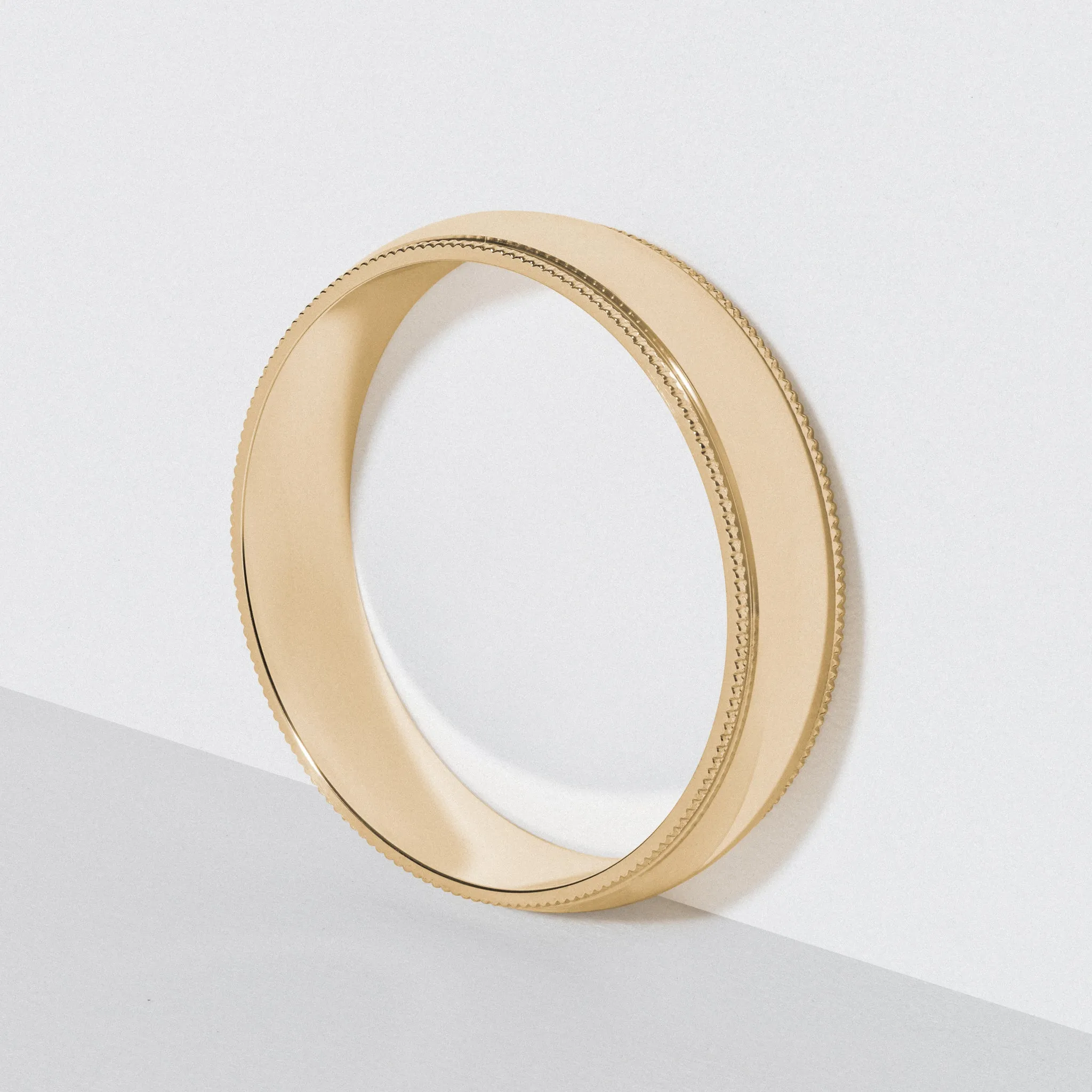 Yellow Gold Classic Milgrain Wedding Band - Polished 5mm