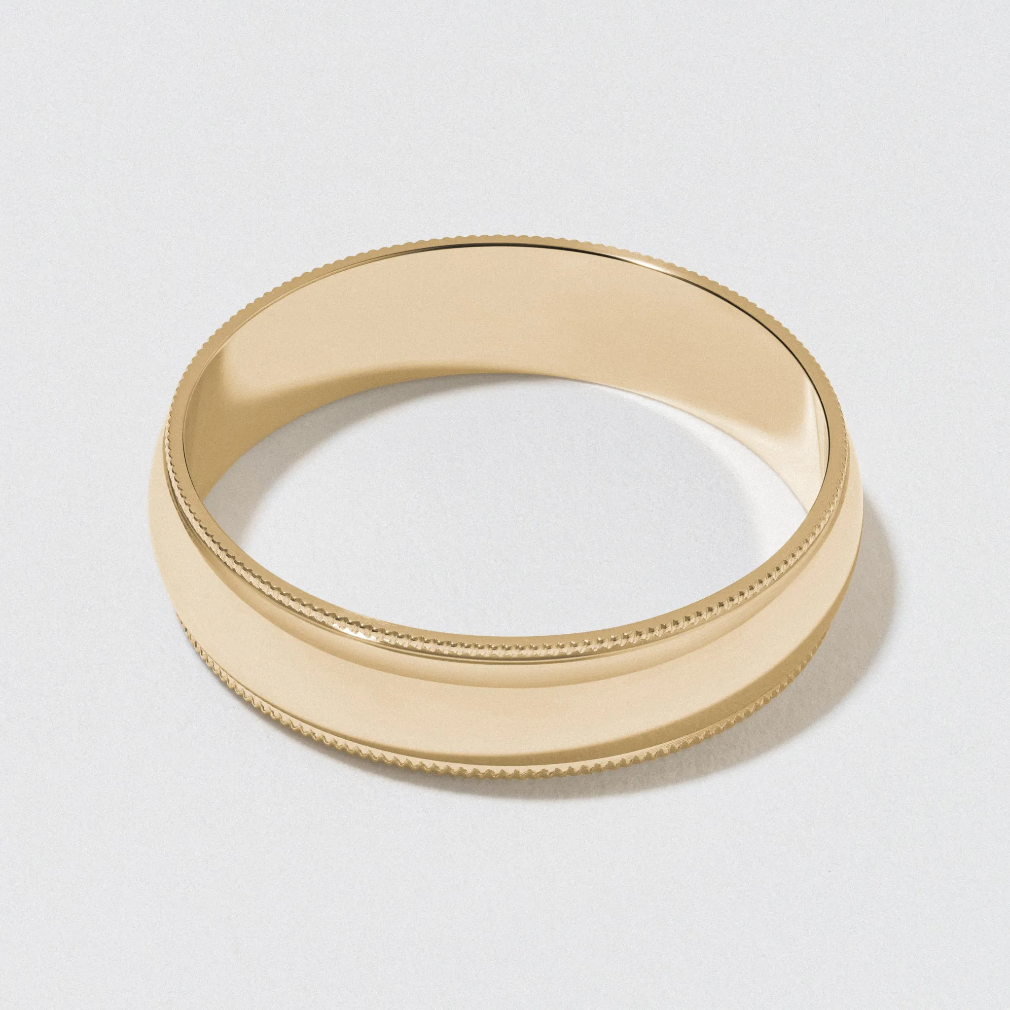 Yellow Gold Classic Milgrain Wedding Band - Polished 5mm