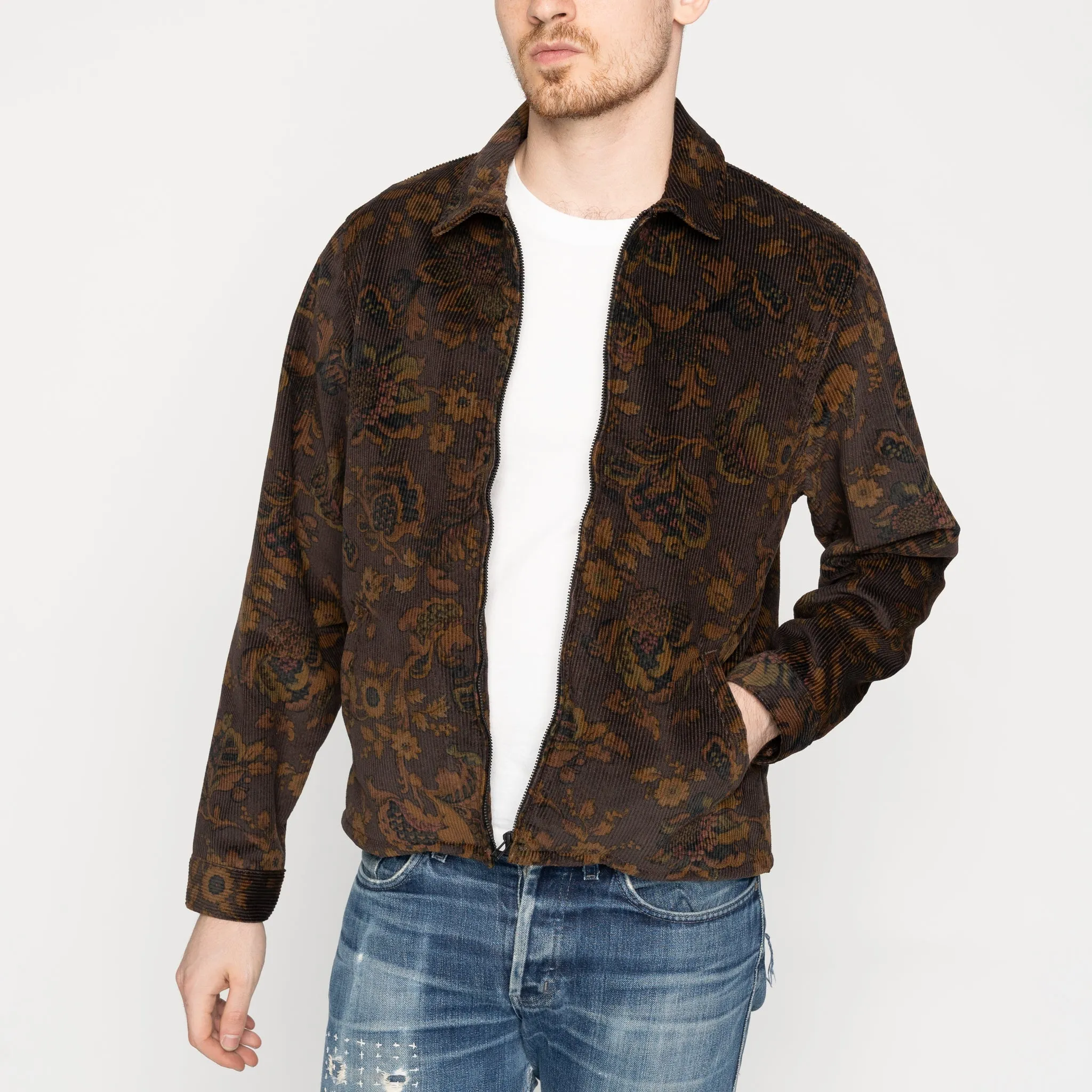 Zip Jacket - Paisley  Corduroy - Brown