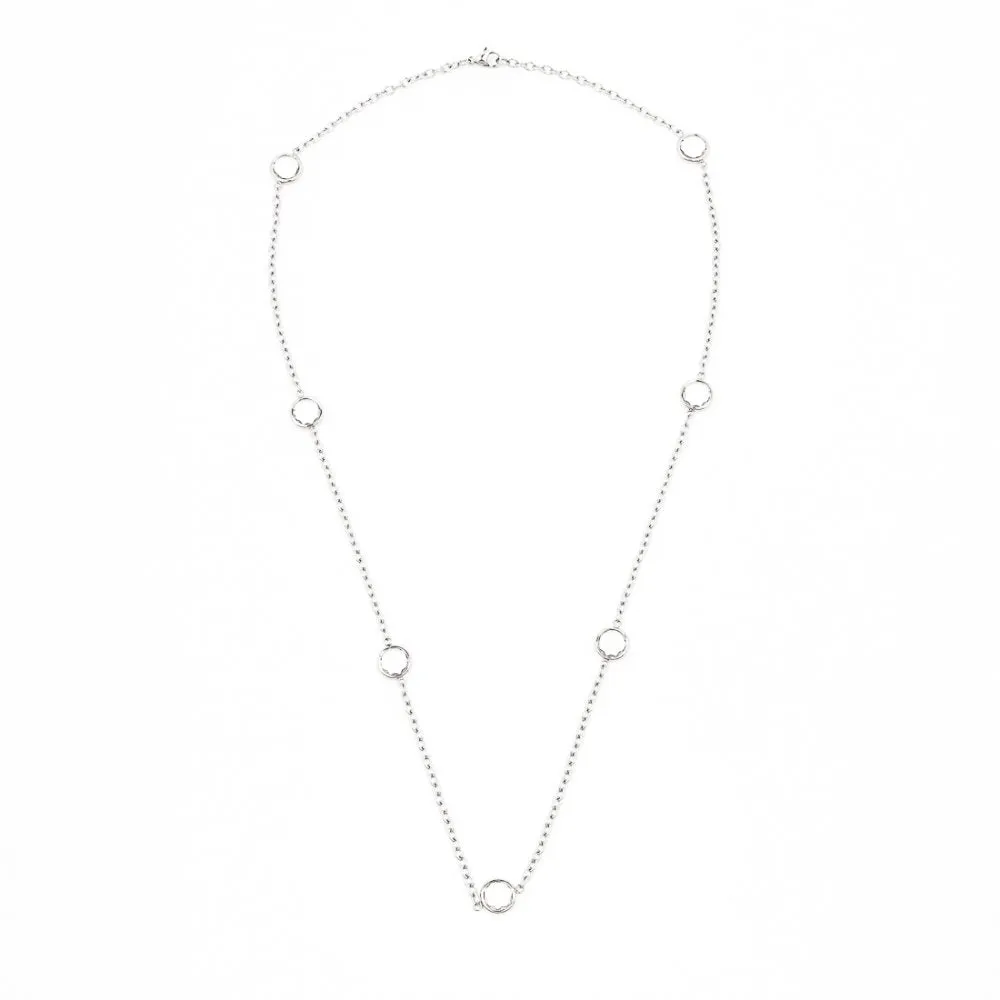 Zirconia in Rolo Chain Necklace